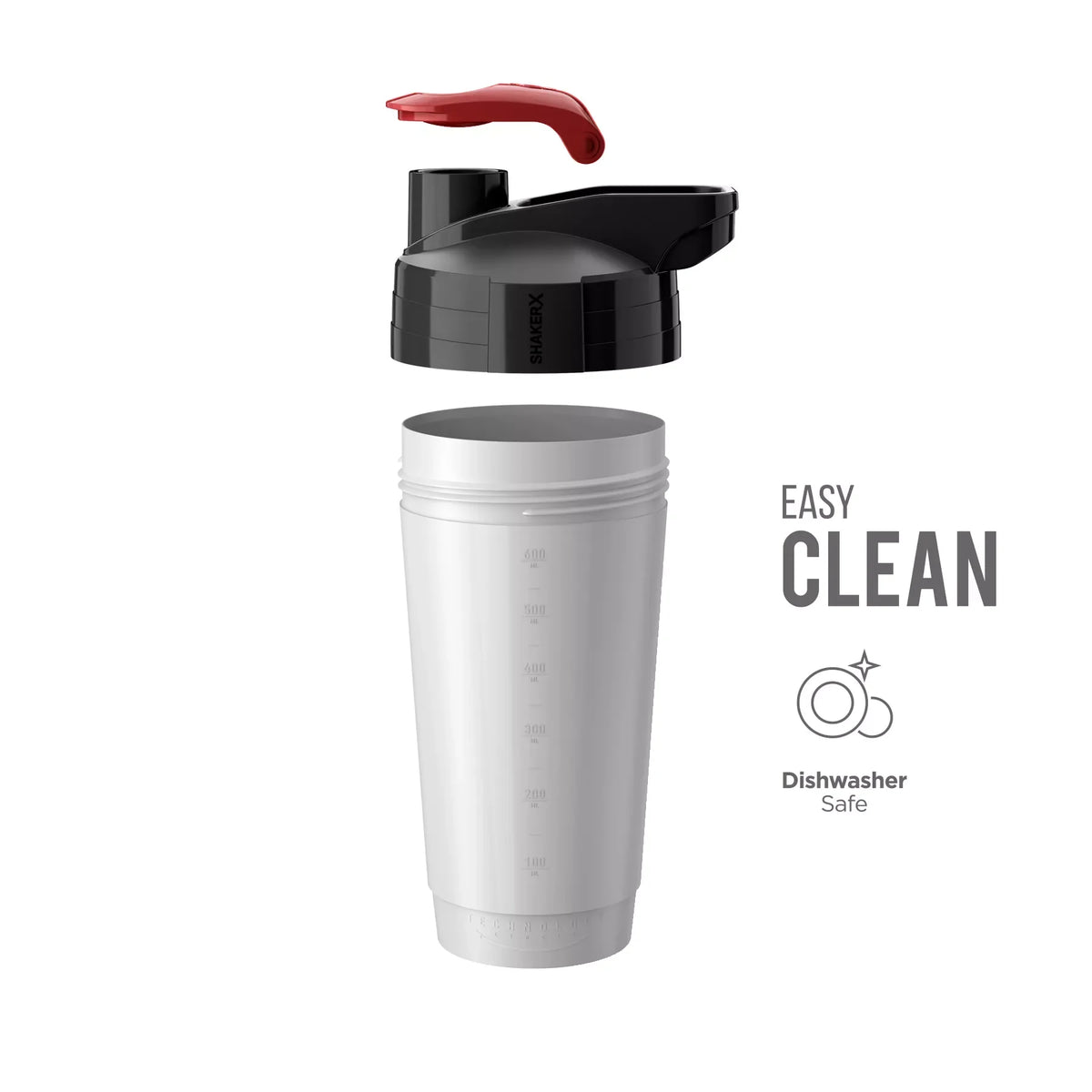 ShakerX Protein-Shaker mit Messskala, leicht zu reinigen, spülmaschinengeeignet für Sportnahrung