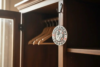 Supplement Support Logo an Kleiderschrank, Fitness- und Sportnahrungsmittel