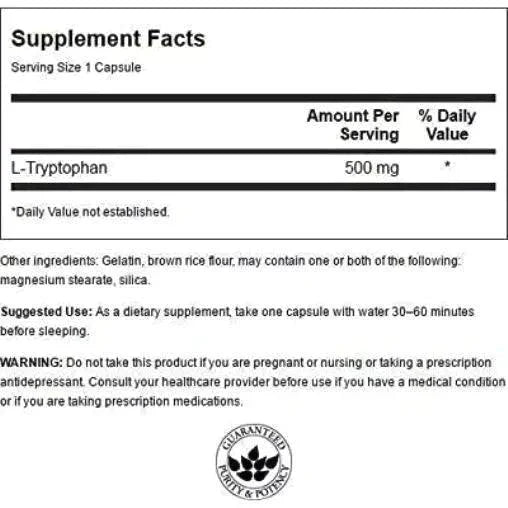 Swanson L-Tryptophan 60 Kapseln á 500mg - Supplement Support