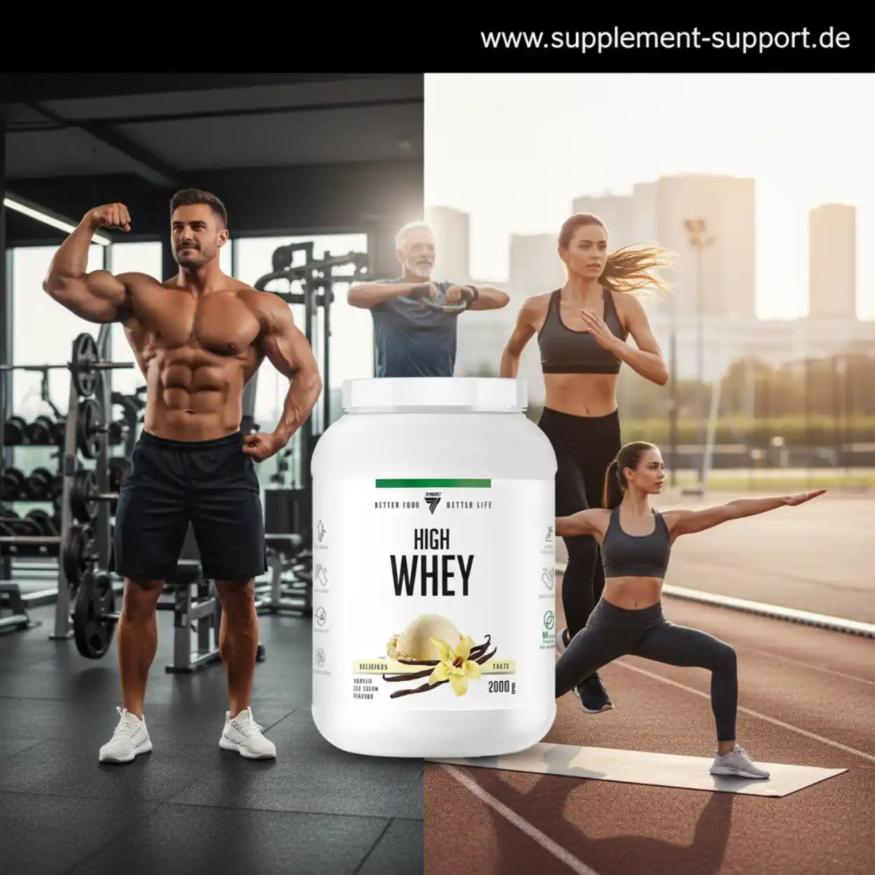 High Whey Protein Pulver Vanille, 2000g – für Muskelaufbau & Fitness, ideal für Sportler & Athleten