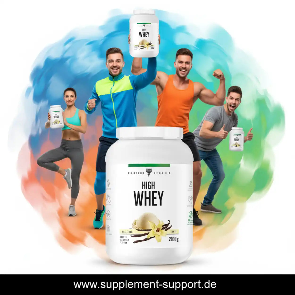 High Whey Protein Pulver 2000g, Vanille-Geschmack, ideal für Sportler und Fitness-Enthusiasten