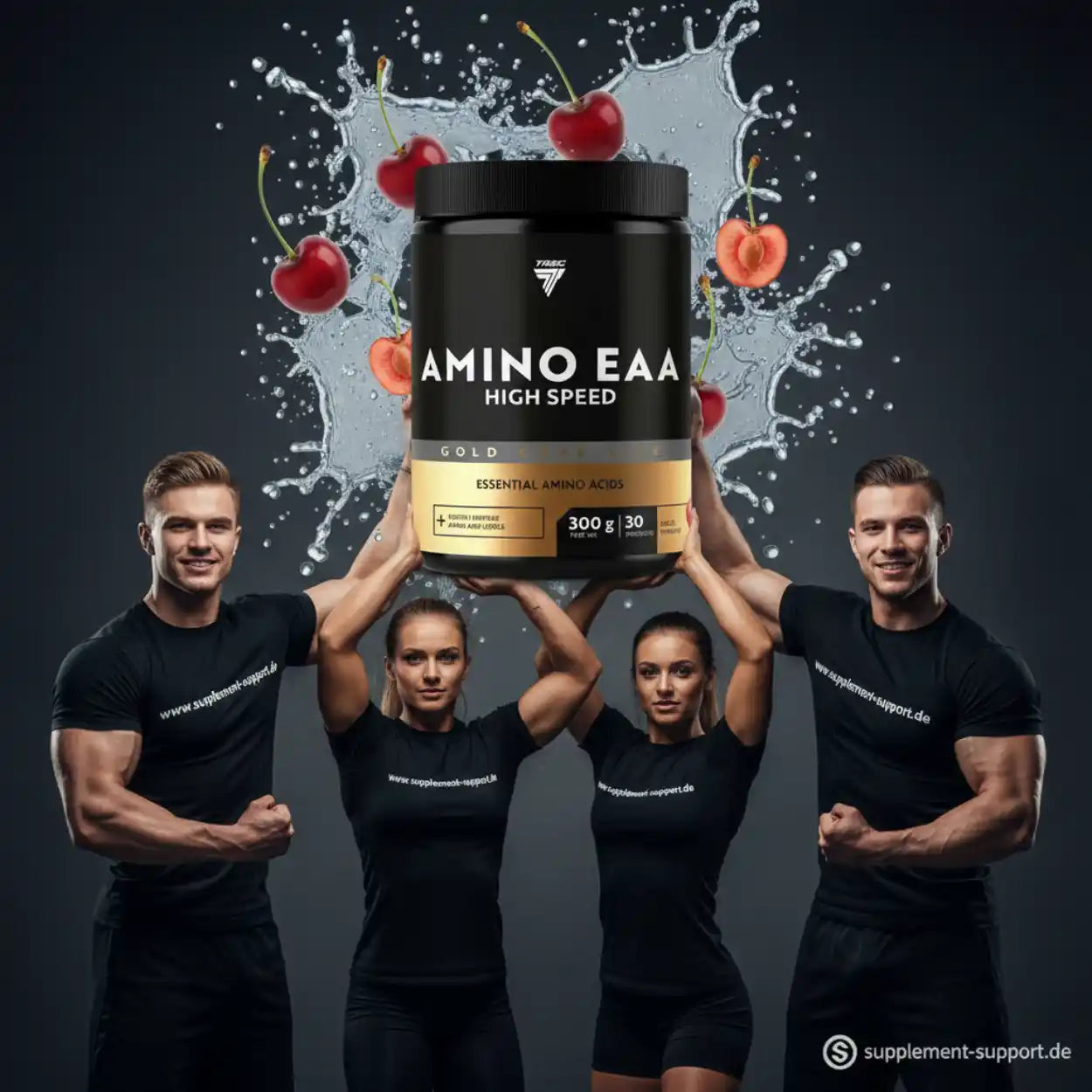 Amino EAA High Speed Essential Amino Acids mit Kirschen und Sportlern, 300g