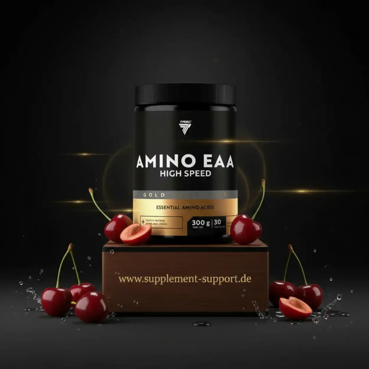 Amino EAA High Speed Gold – Essentielle Aminosäuren mit Kirschen, 300g, Nahrungsergänzung für Sportler