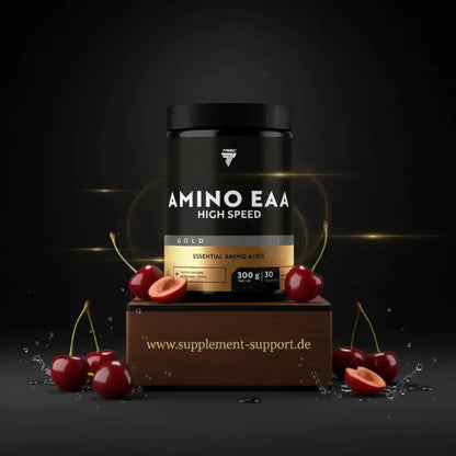 Amino EAA High Speed Gold – Essentielle Aminosäuren mit Kirschen, 300g, Nahrungsergänzung für Sportler