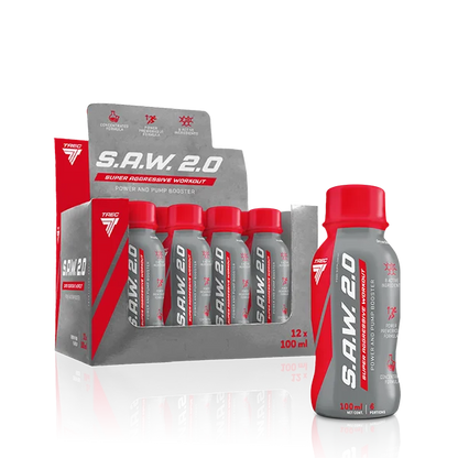 S.A.W. 2.0 Booster Shots 12er Pack, Nahrungsergänzungsmittel, rote Flaschen, Workout