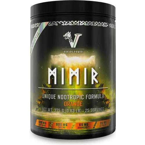Mimir Nootropik-Booster Orange von Vikings Power, 375g, mit L-Theanin und Cholin für Fokus und Energie