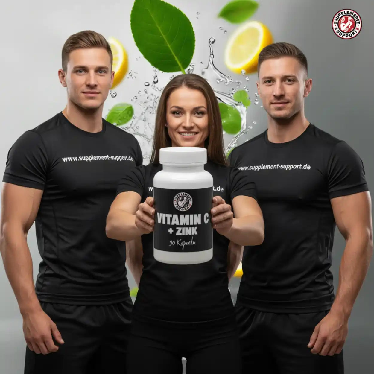 Vitamin C + Zink Kapseln von Supplement Support – Nahrungsergänzung mit Zitronen & Blättern