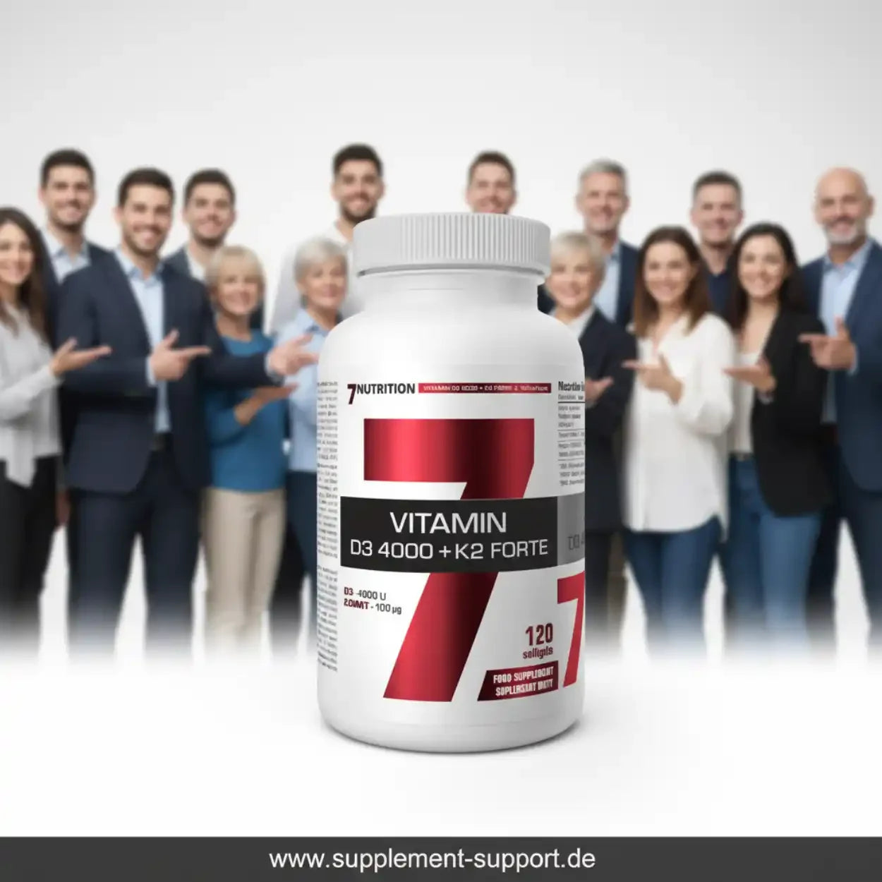 Vitamin D3 4000 + K2 Forte Nahrungsergänzungsmittel von 7Nutrition, 120 Softgels