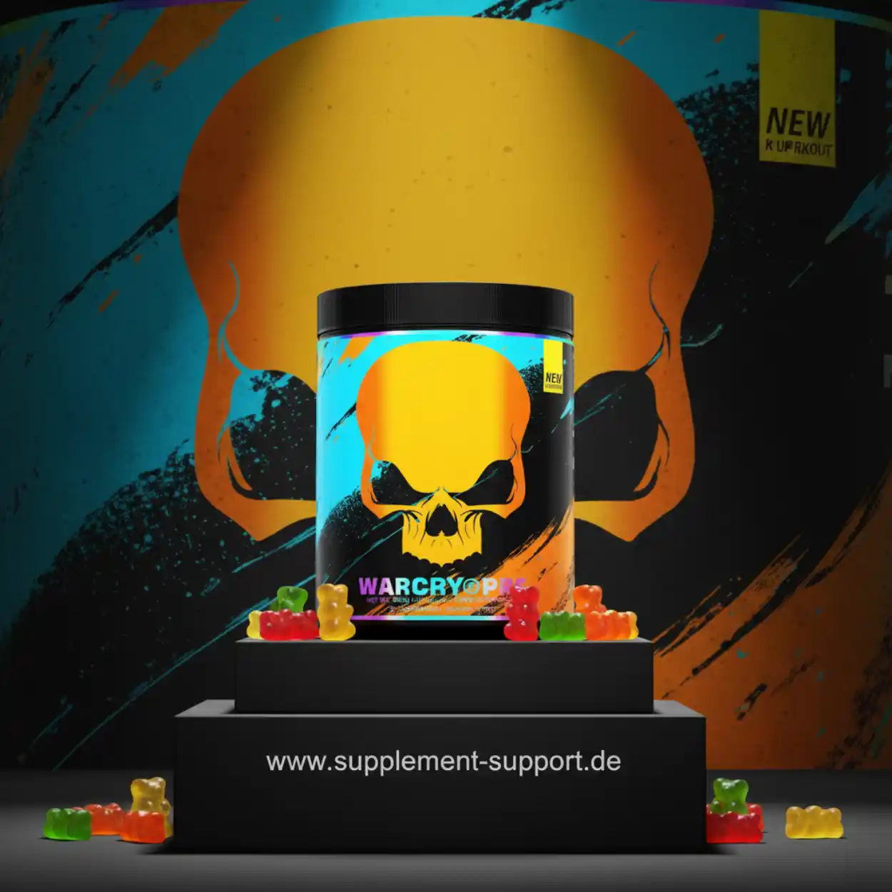 WarCRYOPS Gummy Booster mit Skull-Design, neue Workout-Energie, Protein & Vitamine