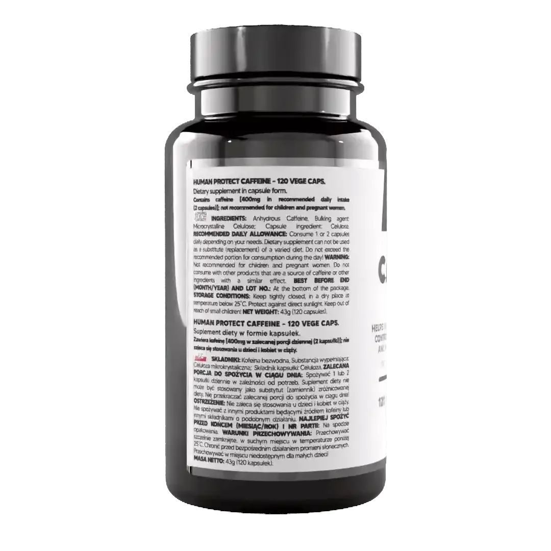 Wasserfreies Koffein, 120 Kapseln. - Supplement Support