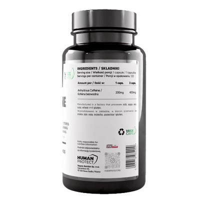 Wasserfreies Koffein, 120 Kapseln. - Supplement Support