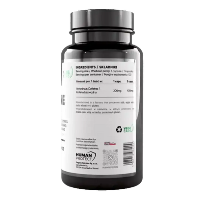 Wasserfreies Koffein, 120 Kapseln. - Supplement Support