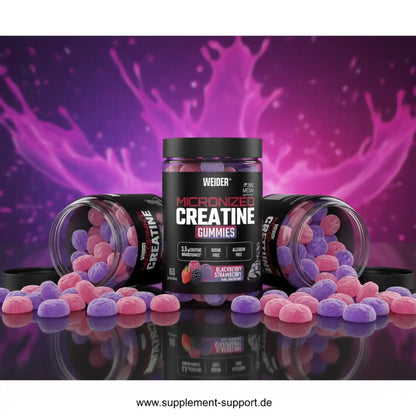 Micronized Creatine Gummies in Blackberry Strawberry Geschmack, zuckerfrei und allergenfrei