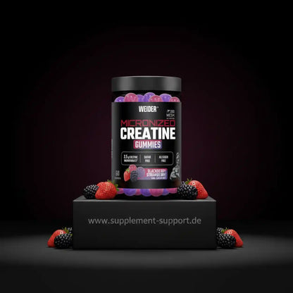 Micronized Creatine Gummies von Weider, zuckerfrei, mit Heidelbeere-Erdbeere-Geschmack, ideal für Sportler und Fitness-Enthusiasten