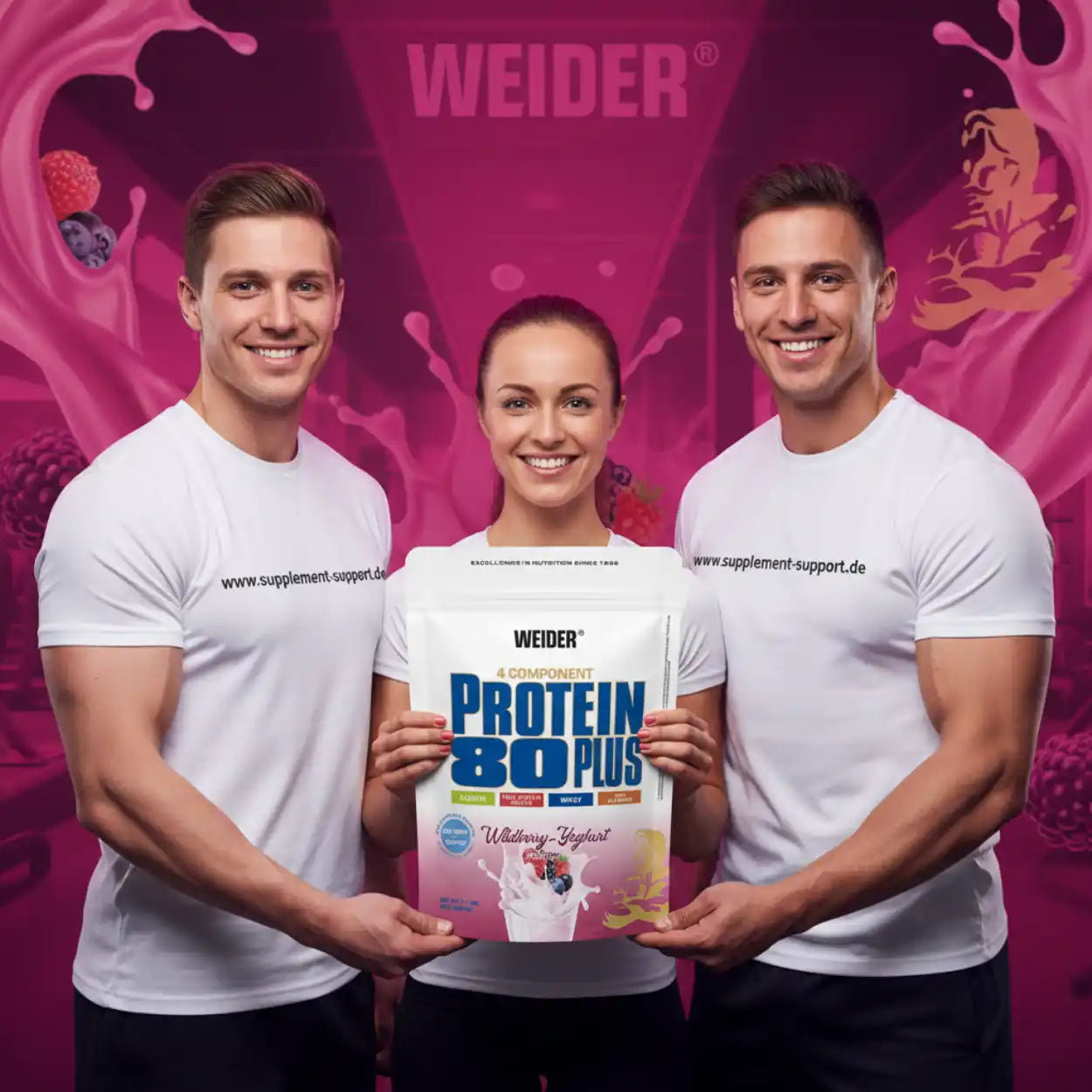 WEIDER Protein 80 Plus Wildberry-Yoghurt für Muskeltraining und Ernährung