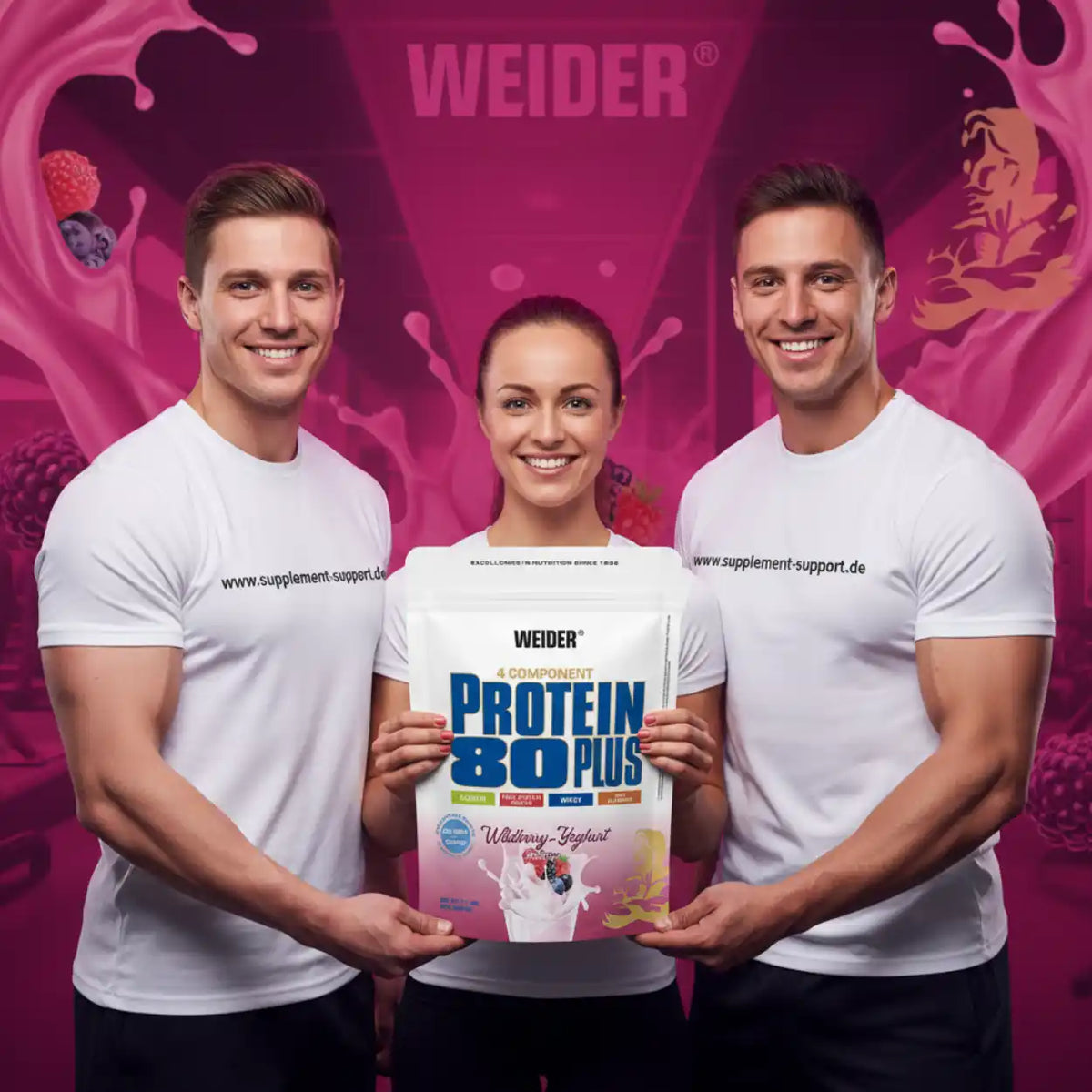 WEIDER Protein 80 Plus Wildberry-Yoghurt für Muskeltraining und Ernährung