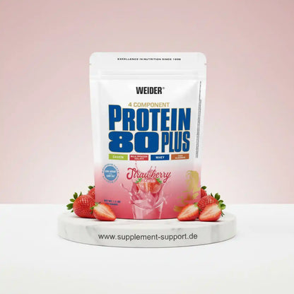 Weider Protein 80 Plus Erdbeer Geschmack, Nahrungsergänzungsmittel mit Casein und Whey