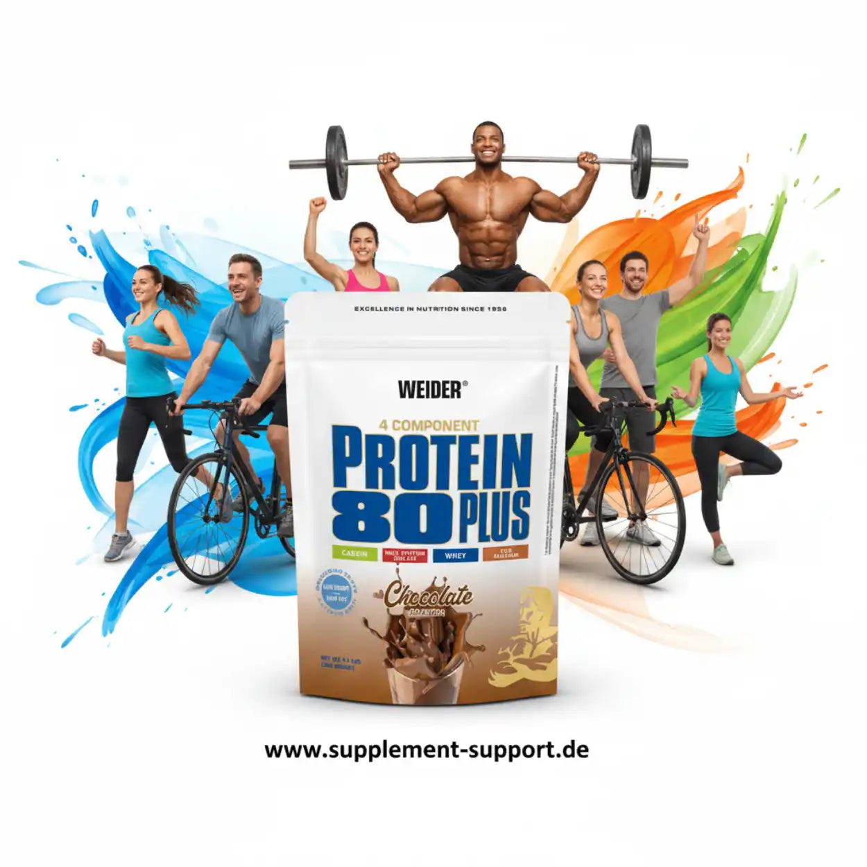 Weider Protein 80 Plus Schokolade, Nahrungsergänzungsmittel für Sportler mit Whey und Casein