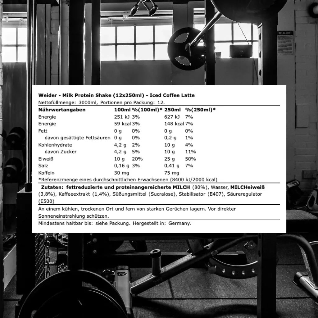 Weider Protein Coffee,12x250 ml Dose (inkl. Pfand), Iced Coffe Latte - Supplement Support