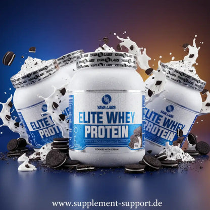 Yava Labs Elite Whey Protein Cookies with Cream – Whey Protein Concentrate mit Milch- und Kekssplittern