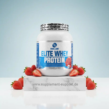 Yava Labs Elite Whey Protein Erdbeereis, hochwertiges Proteinpulver mit frischen Erdbeeren
