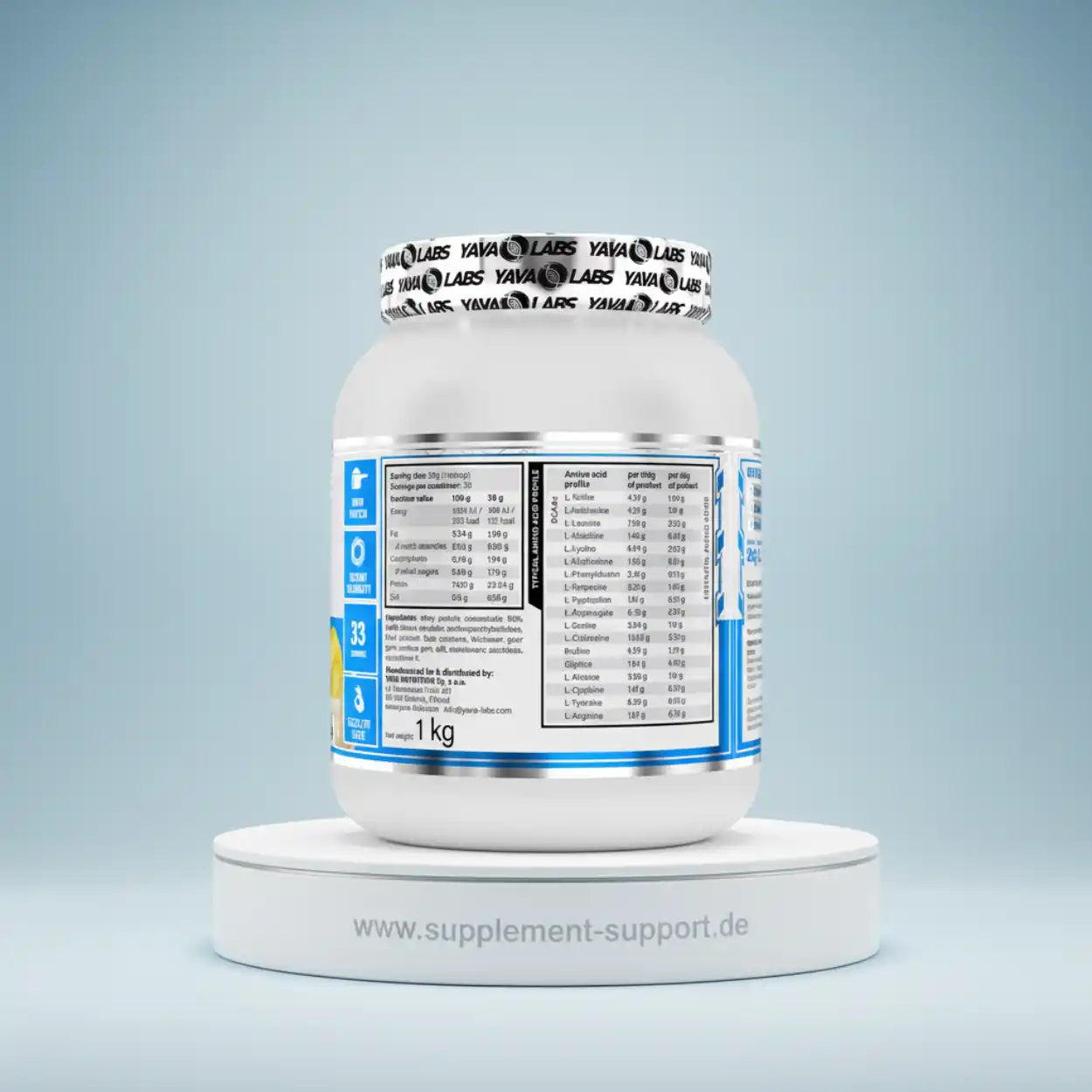 1 kg Proteinpulver von YAYA LABS mit Aminosäureprofil, ideal für Sportler und Fitness-Enthusiasten
