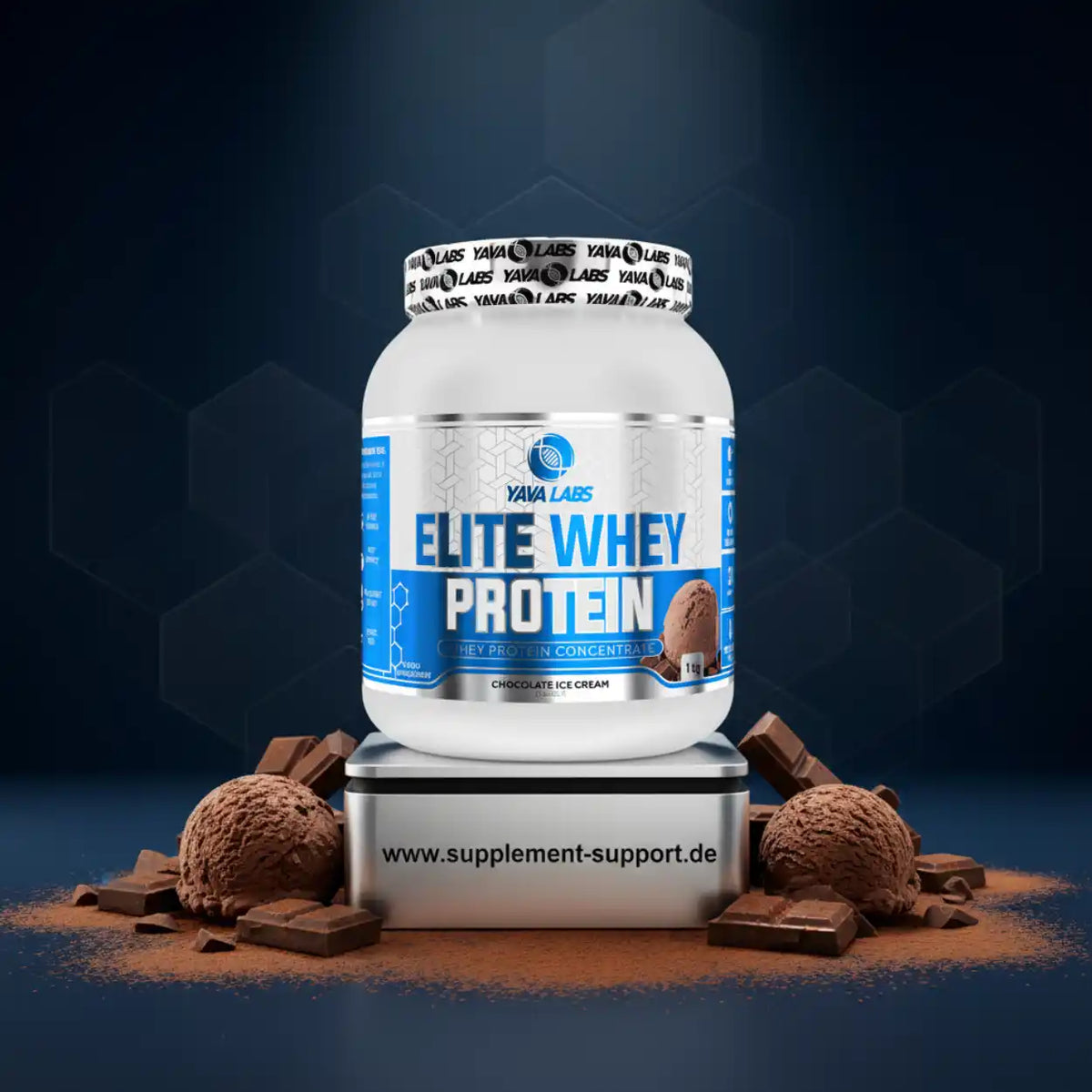 Yava Labs Elite Whey Protein Schokoladeneis, hochwertiges Proteinpulver für Sportler und Fitnessbegeisterte