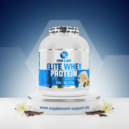 Yava Labs Elite Whey Protein Vanille-Eis-Creme, hochwertiges Proteinpulver für Sportler mit 22g Protein pro Portion