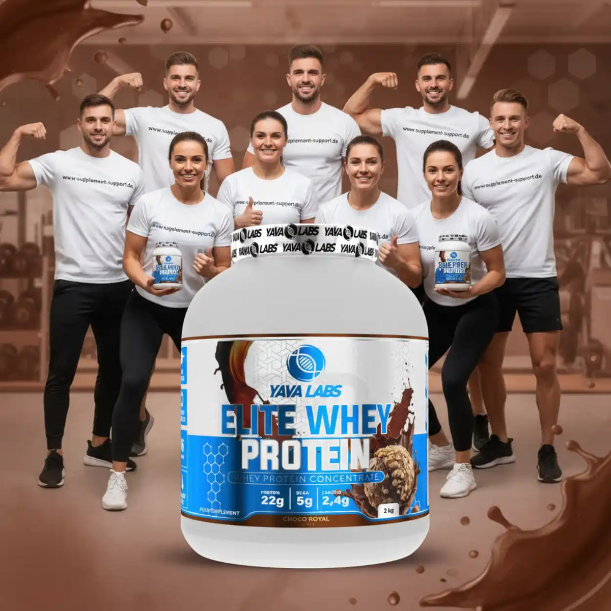 Yava Labs Elite Whey Protein Choco Royal – Hochwertiges Proteinpulver für Sportler mit 22g Protein pro Portion