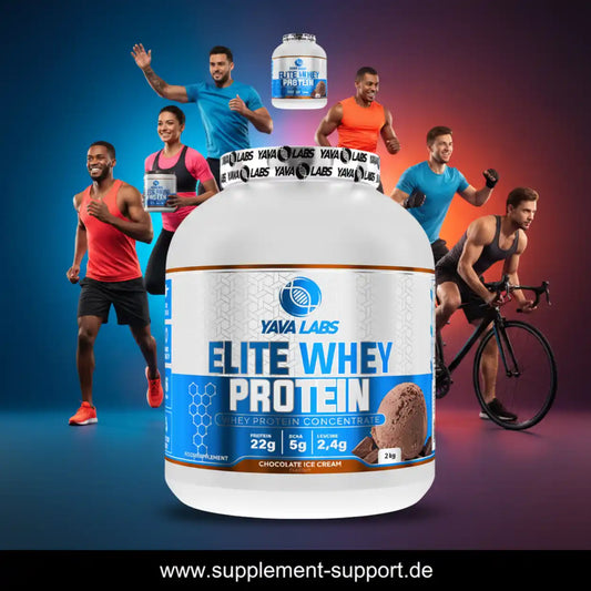 Yava Labs Elite Whey Protein 2kg Schokoladeneis, Proteinpulver für Sportler mit 22g Protein pro Portion