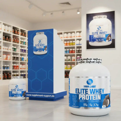 Elite Whey Protein von Yava Labs, Cookies & Cream Geschmack, im Supplement-Shop präsentiert