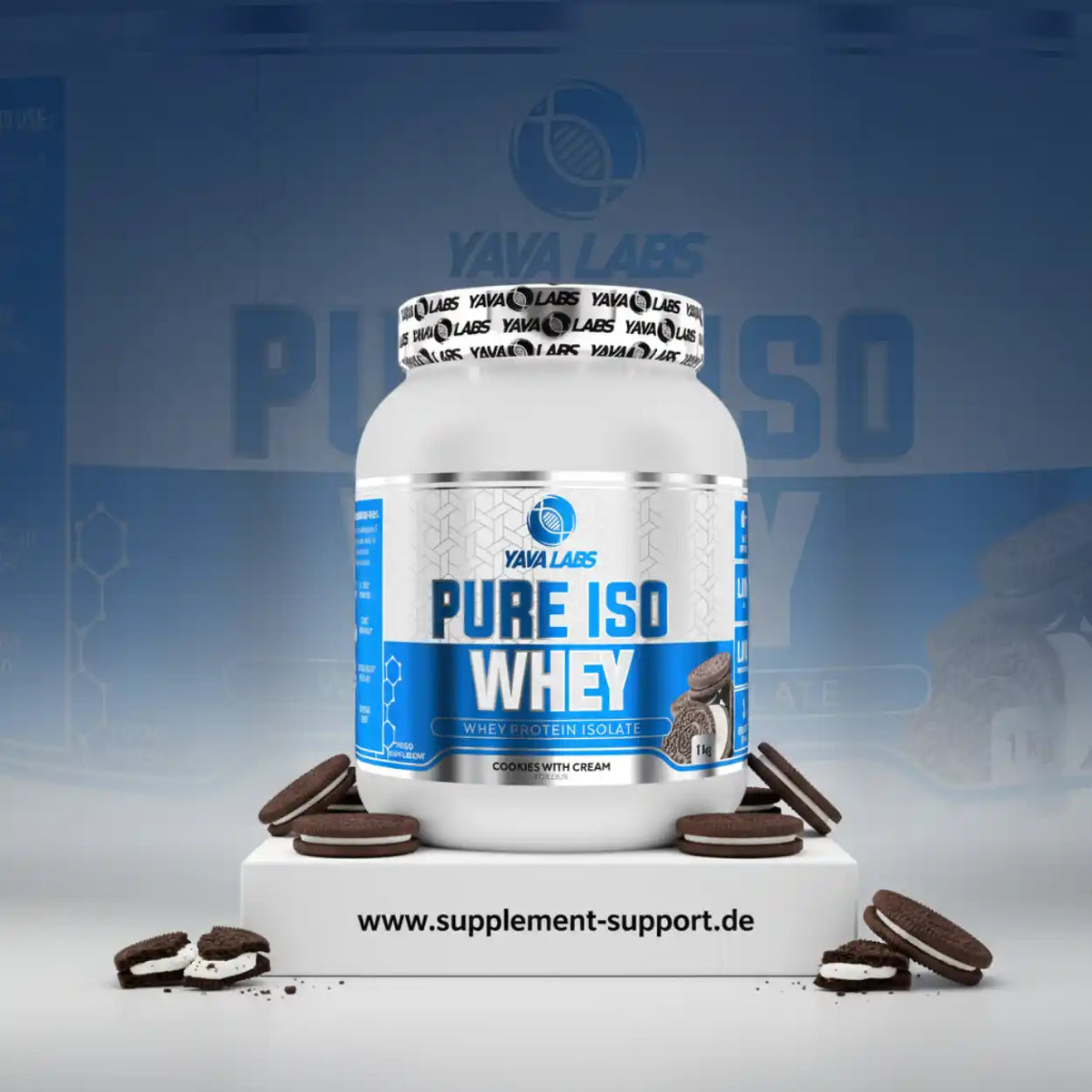 Yava Labs Pure Iso Whey Protein Isolat, Cookies with Cream Geschmack, Nahrungsergänzungsmittel für Sportler