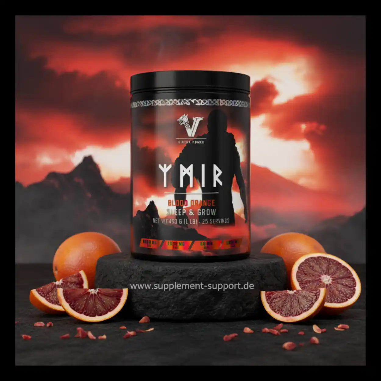 Ymir Blood Orange Sleep & Grow Nahrungsergänzungsmittel mit Protein und Vitaminen